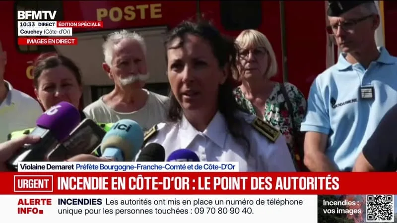 INCENDIE EN CÔTE-D’OR: « LE FEU N’EST PAS ENCORE FIXÉ, IL EST CONTENU ET STABILISÉ », ANNONCE LA PRÉFÈTE VIOLAINE DEMARET