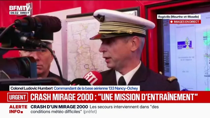 CRASH D’UN MIRAGE-2000: « ON A UN CORPS RETROUVÉ ET L’AUTRE QU’ON RECHERCHE ENCORE ACTUELLEMENT », INDIQUE LE COMMANDANT DE LA BASE AÉRIENNE 133 NANCY-OCHEY