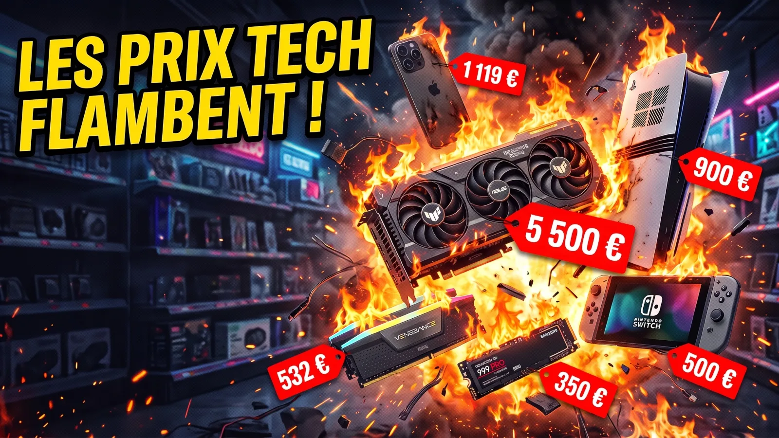 GEFORCE RTX 5090 À 5 500€, 32 GO DDR5 À 500€, IPHONE 17 À +15%… L’EFFRAYANTE FLAMBÉE DES PRIX QUI FRAPPE PC, CONSOLES ET SMARTPHONES