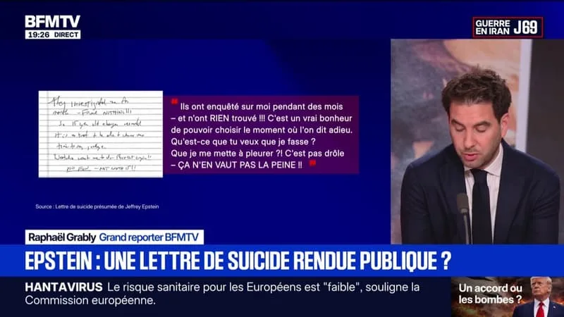 JEFFREY EPSTEIN: UNE POTENTIELLE LETTRE DE SUICIDE ÉCRITE PAR LE CRIMINEL SEXUEL DIVULGUÉE PAR UN JUGE FÉDÉRAL