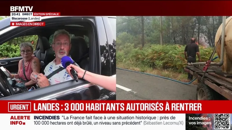 INCENDIE: À BISCARROSSE DANS LES LANDES, 3.000 HABITANTS SONT AUTORISÉS À RENTRER