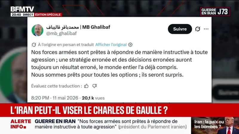« NOS FORCES ARMÉES SONT PRÊTES À RÉPONDRE DE MANIÈRE INSTRUCTIVE À TOUTE AGRESSION », ANNONCE LE PRÉSIDENT DU PARLEMENT IRANIEN
