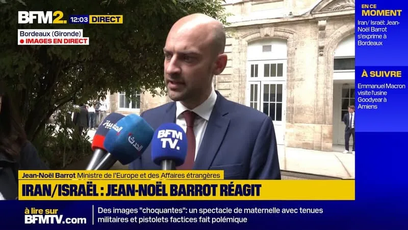 JEAN-NOËL BARROT « CONDAMNE » LES FRAPPES IRANIENNES SUR ISRAËL ET APPELLE « TOUTES LES PARTIES À LA RETENUE »