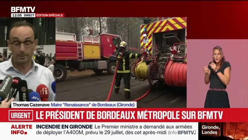 INCENDIE EN GIRONDE: THOMAS CAZENAVE, MAIRE DE BORDEAUX, FAIT LE POINT SUR LE DISPOSITIF D’ÉVACUATION ET D’ACCUEIL DES HABITANTS