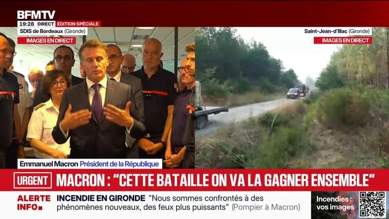 EMMANUEL MACRON EN GIRONDE: « LES CONDITIONS MÉTÉOROLOGIQUES SONT TRÈS DURES, LES TEMPÉRATURES VONT REMONTER »