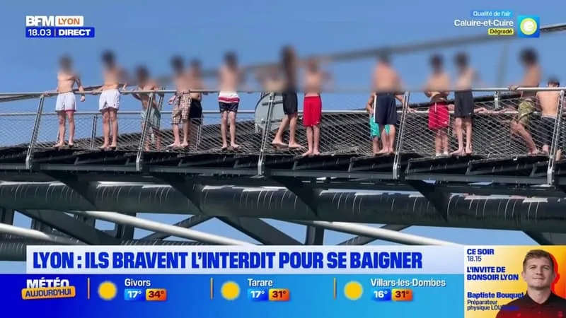 LYON : MALGRÉ LES RISQUES, CES ADOLESCENTS BRAVENT L’INTERDIT ET SAUTENT DES PONTS POUR SE BAIGNER