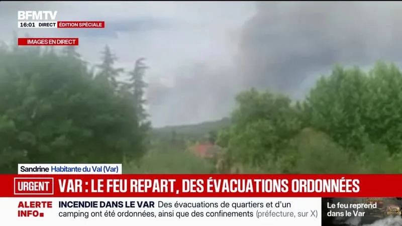 REPRISE DE FEU DANS LE VAR: « ON EST EN ALERTE », TÉMOIGNE SANDRINE, HABITANTE DE LA COMMUNE DU VAL