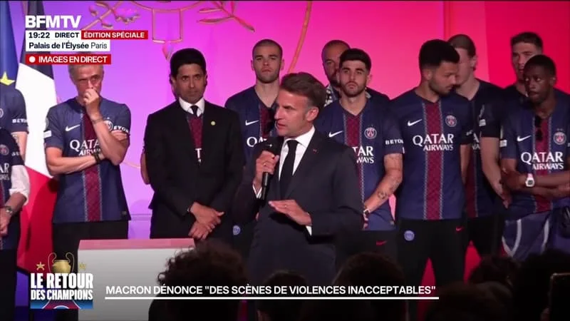 VICTOIRE DU PSG: « ON A VU DES SCÈNES DE VIOLENCE INACCEPTABLES », DÉNONCE EMMANUEL MACRON
