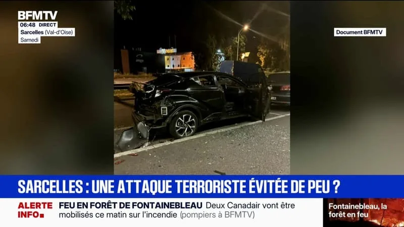 DOCUMENT BFMTV. « ARME DE GUERRE » RETROUVÉE DANS UN VÉHICULE À SARCELLES: L’IMAGE DE LA VOITURE UTILISÉE PAR LE SUSPECT APRÈS SON DÉMINAGE À L’EXPLOSIF