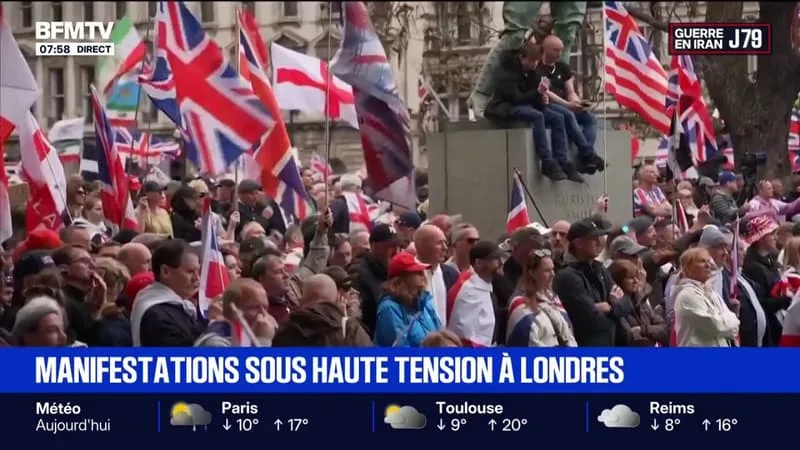 LONDRES: DES DIZAINES DE MILLIERS DE PERSONNES POUR UNE MARCHE D’EXTRÊME DROITE ET UNE CONTRE-MANIFESTATION PROPALESTINIENNE