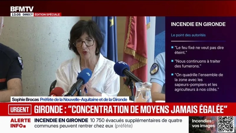 INCENDIE EN GIRONDE: « NOUS CONTINUONS À APPELER À LA VIGILANCE », DÉCLARE LA PRÉFÈTE SOPHIE BROCAS