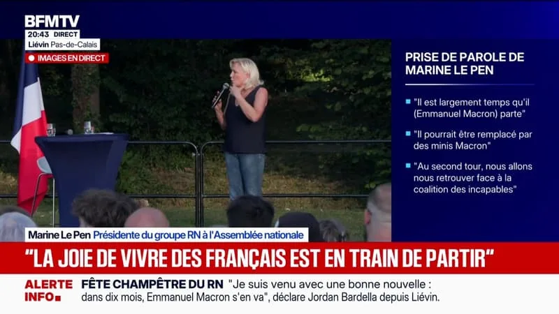 « LA JOIE DE VIVRE DES FRANÇAIS EST EN TRAIN DE PARTIR », REGRETTE MARINE LE PEN