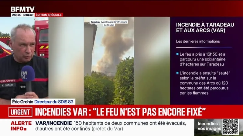 INCENDIE DANS LE VAR: « LES GENS DOIVENT RESTER CONFINÉS DANS LEURS MAISONS, S’ILS ONT BESOIN D’ÊTRE ÉVACUÉS, ON LEUR DIRA », INDIQUE ÉRIC GROHIN, DIRECTEUR DU SDIS 83