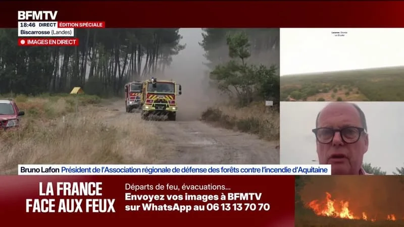 INCENDIE EN GIRONDE: « C’EST UN FEU QUI VA ÊTRE DIFFICILE À GARDER », EXPLIQUE BRUNO LAFON, PRÉSIDENT DE L’ASSOCIATION RÉGIONALE DE DÉFENSE DES FORÊTS