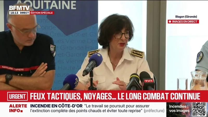 INCENDIE EN GIRONDE: « LA NUIT A ÉTÉ MAÎTRISÉE » ASSURE LA PRÉFÈTE DE LA NOUVELLE-AQUITAINE ET DE LA GIRONDE
