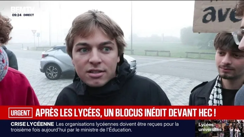 BLOCUS INÉDIT DEVANT HEC: « MÊME ICI, IL EXISTE DES GENS QUI ONT UNE CONSCIENCE », DES ÉTUDIANTS SOUTIENNENT LE MOUVEMENT LYCÉEN