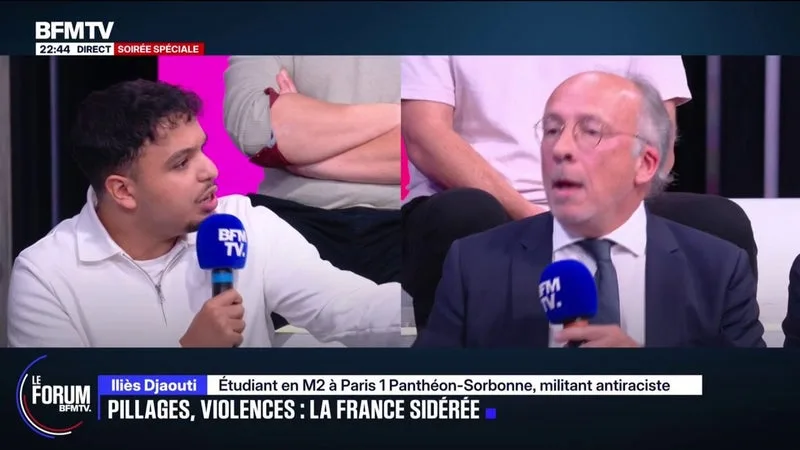 FORUM BFMTV – « ON EST EN PLEINE DÉCIVILISATION »: ÉCHANGE ENTRE YVES THRÉARD, ÉDITORIALISTE POLITIQUE BFMTV, ET ILIÈS DJAOUTI, ÉTUDIANT ET MILITANT ANTI-RACISTE APRÈS LES VIOLENCES DE CE 17 OCTOBRE