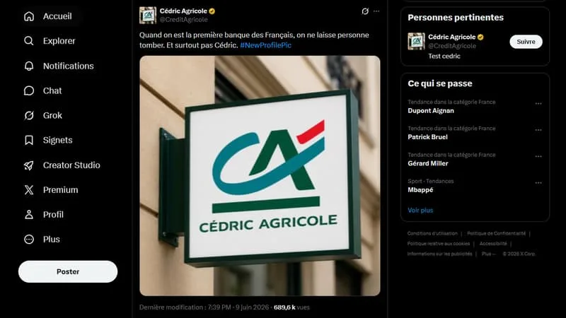 « CÉDRIC AGRICOLE »: COMMENT UNE ERREUR DE NOTIFICATION DU CRÉDIT AGRICOLE EST DEVENU UN PHÉNOMÈNE SUR LES RÉSEAUX SOCIAUX