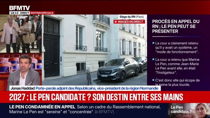 PROCÈS EN APPEL DU RN: « UNE DÉCISION ASSEZ ÉQUILIBRÉE », AFFIRME JONAS HADDAD, PORTE-PAROLE ADJOINT DES RÉPUBLICAINS