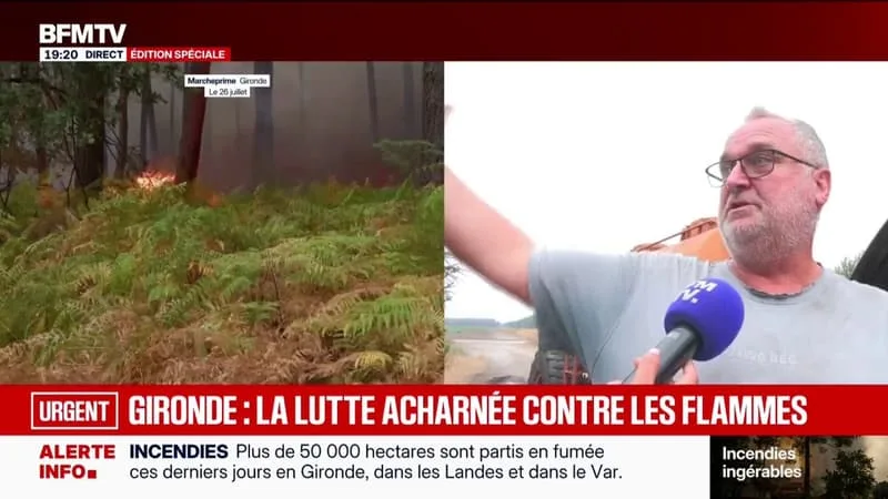 INCENDIE EN GIRONDE: L’AIDE DES AGRICULTEURS AUX SAPEURS-POMPIERS SE POURSUIT