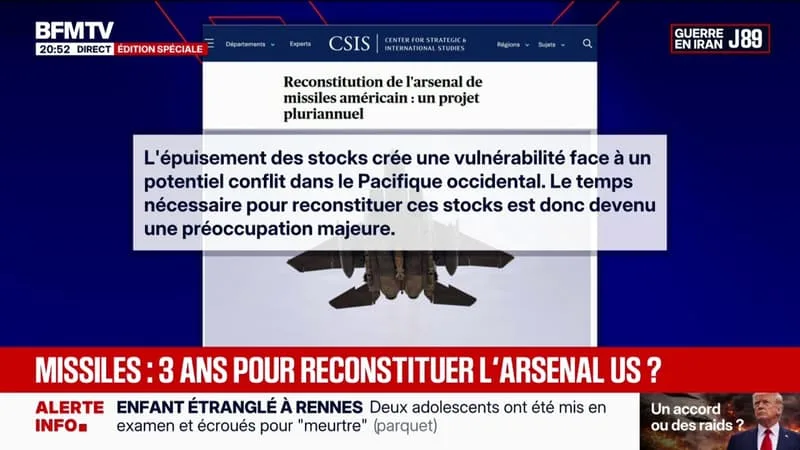 GUERRE AU MOYEN-ORIENT: LES ÉTATS-UNIS AURAIENT BESOIN DE TROIS ANS POUR RECONSTITUER LEUR STOCK DE MISSILES