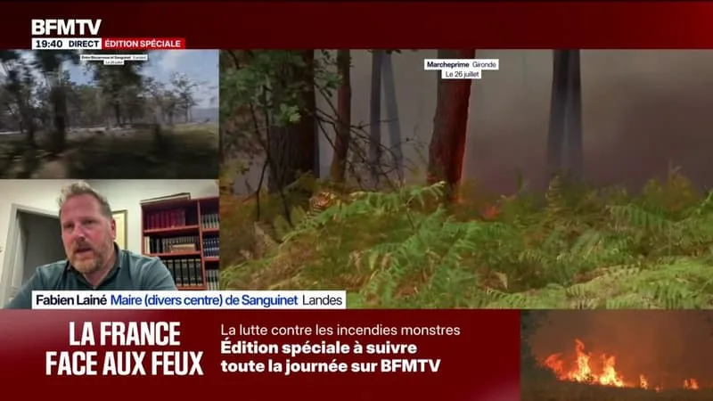 INCENDIE: « ON N’EST PAS EN MESURE DE RÉINTÉGRER LES HABITANTS DE LA COMMUNE » QUI ONT ÉVACUÉ, EXPLIQUE FABIEN LAINÉ, MAIRE DE SANGUINET