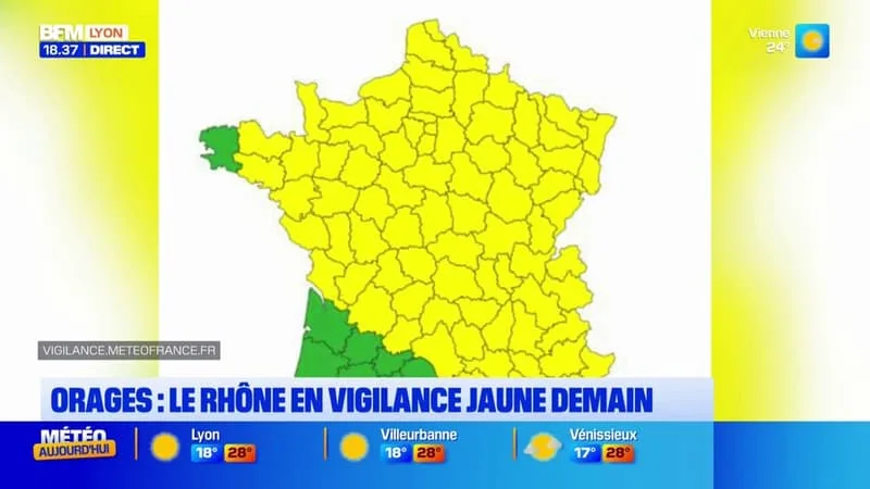 ORAGES : LE RHÔNE EN VIGILANCE JAUNE CE MARDI