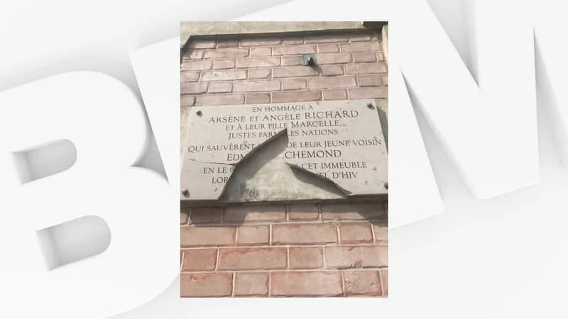 UNE PLAQUE EN HOMMAGE À UN COUPLE DE JUSTES DÉGRADÉE À PARIS AVANT LES COMMÉMORATIONS DE LA RAFLE DU VÉL’ D’HIV’
