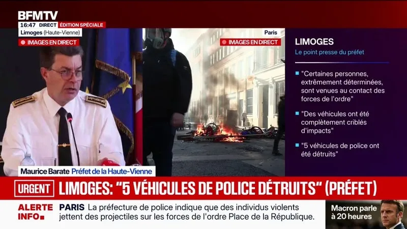 MAIRIE INCENDIÉE DE LIMOGES: « UN ACTE GRAVISSIME ET INNOMMABLE », DÉNONCE LE PRÉFET DE LA HAUTE-VIENNE, MAURICE BARATE