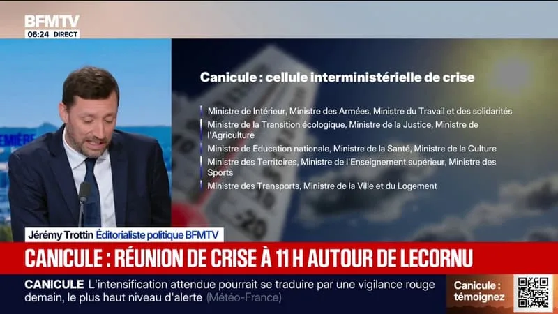 CANICULE: SÉBASTIEN LECORNU PRÉSIDERA UNE CELLULE INTERMINISTÉRIELLE DE CRISE À 11 HEURES, AU MINISTÈRE DE L’INTÉRIEUR