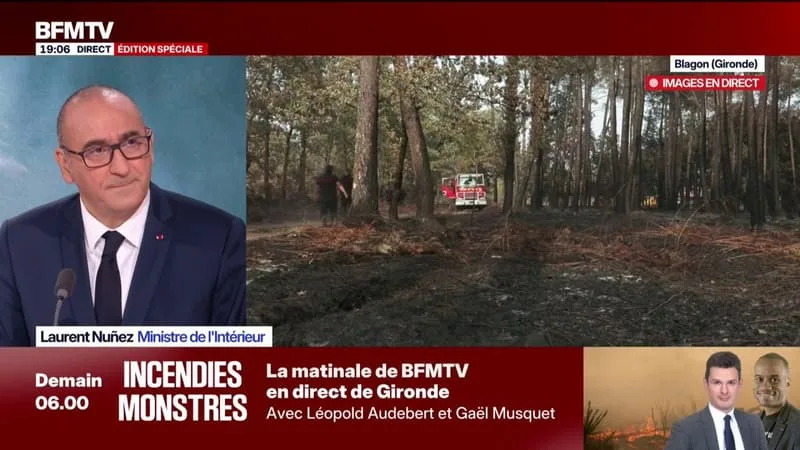 INCENDIE EN GIRONDE: LA SITUATION RESTE « COMPLIQUÉE » SUR LE SECTEUR DU CAP-FERRET, INDIQUE LAURENT NUÑEZ