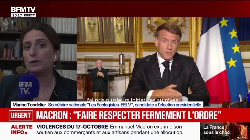 PRISE DE PAROLE D’EMMANUEL MACRON: « IL N’A PAS EU UN MOT SUR LES BLESSÉS » DANS LES MANIFESTATIONS, DÉNONCE MARINE TONDELIER, CANDIDATE LES ÉCOLOGISTES À LA PRÉSIDENTIELLE