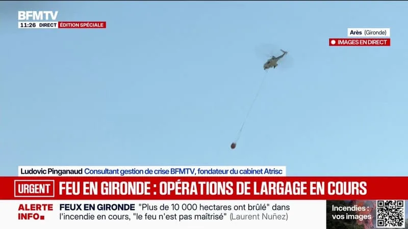 INCENDIE EN GIRONDE: DES OPÉRATIONS DE LARGAGE EN COURS