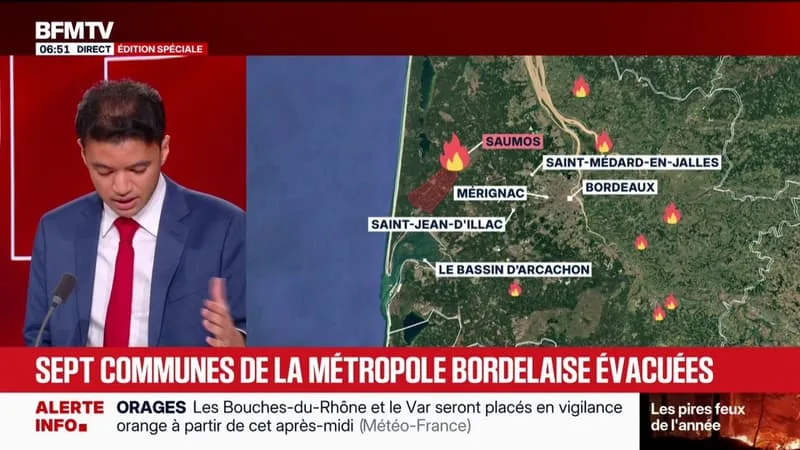 INCENDIES: SEPT COMMUNES DE LA MÉTROPOLE BORDELAISE APPELÉES À ÉVACUER DE MANIÈRE PRÉVENTIVE