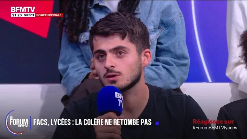 FORUM BFMTV – MOUVEMENT LYCÉEN: « TANT QU’IL N’Y AURA PAS DES MILLIARDS QUI SERONT INVESTIS DANS L’ÉDUCATION, ON NE S’ARRÊTERA PAS », ANNONCE ALEXIS DUREY, MILITANT AU POING LEVÉ ET À RÉVOLUTION PERMANENTE