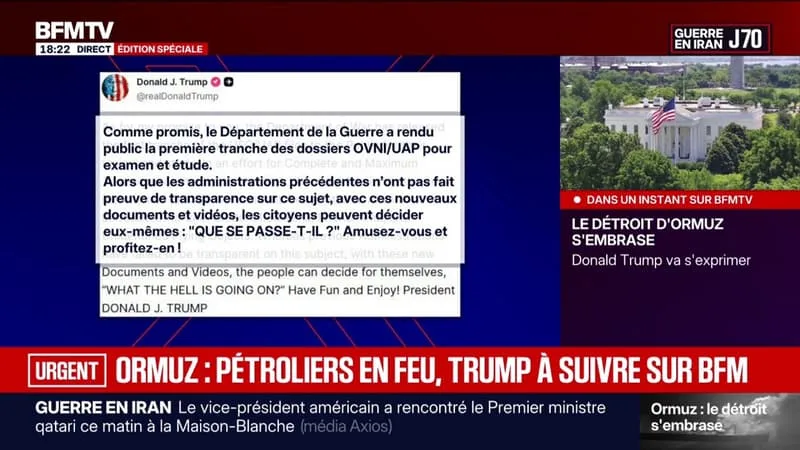 “LE DÉPARTEMENT DE LA GUERRE A RENDU PUBLIC LA PREMIÈRE TRANCHE DES DOSSIERS OVNI”, ANNONCE DONALD TRUMP