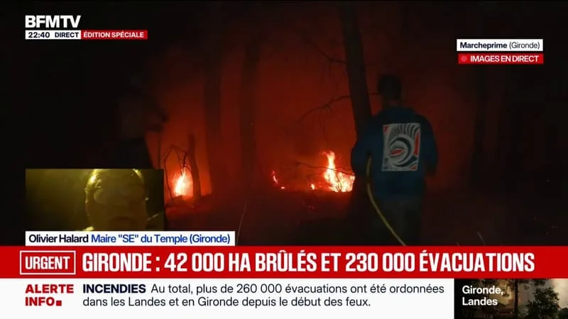 INCENDIE EN GIRONDE: « CETTE JOURNÉE A ÉTÉ ASSEZ DIFFICILE », RACONTE LE MAIRE DU TEMPLE