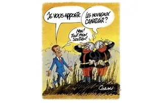 LE DESSIN DE CHAUNU : LE DÉPLACEMENT DU PRÉSIDENT MACRON EN GIRONDE AUPRÈS DES POMPIERS