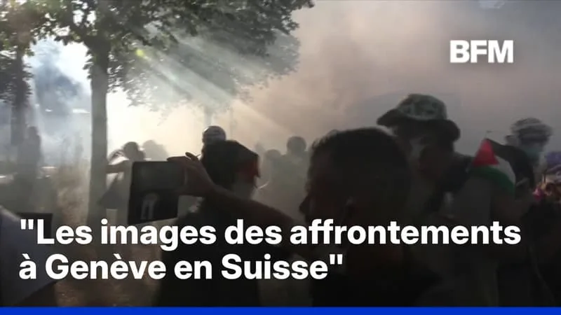 PROJECTILES, INCENDIES, ANTI-G7 … LES IMAGES DES AFFRONTEMENTS À GENÈVE EN SUISSE