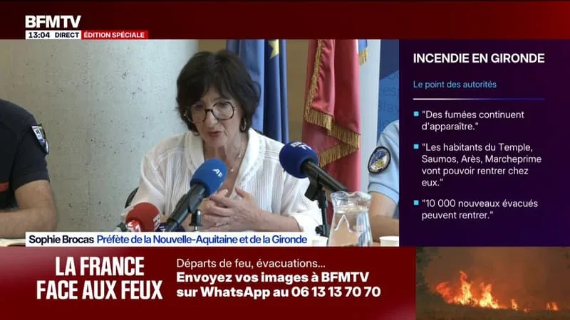 INCENDIE EN GIRONDE: « C’EST TOUTE LA NATION QUI S’EST MOBILISÉE ET QUI S’EST PORTÉE AU CHEVET DE CE TERRITOIRE », NOTE LA PRÉFÈTE SOPHIE BROCAS
