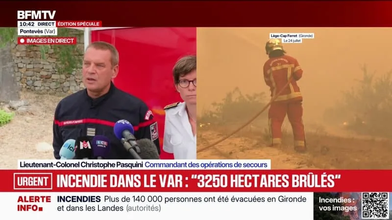 INCENDIE DANS LE VAR: « LES DEUX POINTS CHAUDS SONT TOUJOURS ACTIFS », INDIQUE LE COMMANDANT DES OPÉRATIONS DE SECOURS