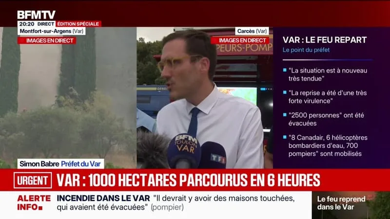 REPRISE DE FEU DANS LE VAR: « NOUS SOMMES À 1.000 HECTARES PARCOURUS DEPUIS 13H30 », ANNONCE LE PRÉFET