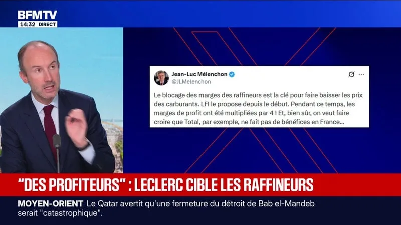 PRIX DU CARBURANT: JEAN-LUC MÉLENCHON, CANDIDAT LFI À L’ÉLECTION PRÉSIDENTIELLE, RÉCLAME LE « BLOCAGE DES MARGES DES RAFFINEURS »