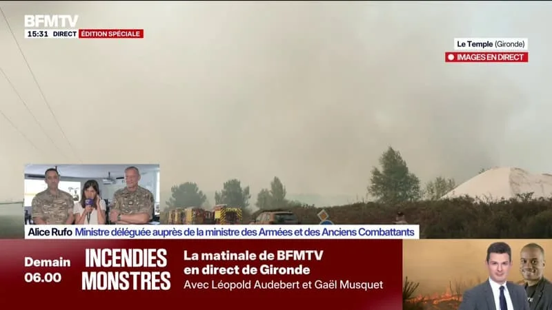 INCENDIE EN GIRONDE: DES FLAMMES À PROXIMITÉ DE SITES MILITAIRES, « LA SITUATION EST CONTRÔLÉE » ASSURE ALICE RUFO