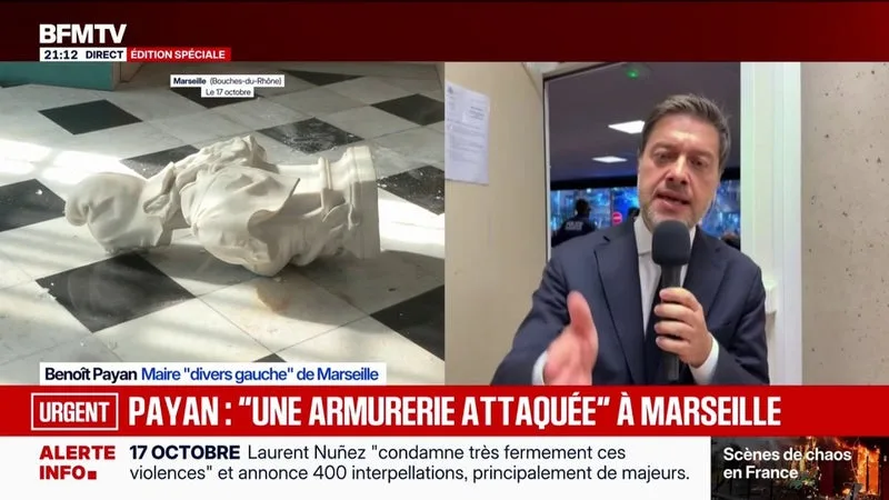 MOBILISATIONS DU 17 OCTOBRE ET MAIRIE SACCAGÉE À MARSEILLE: « CE SOIR JE ME POSE LA QUESTION OÙ SONT LES MOYENS ? », LANCE LE MAIRE BENOÎT PAYAN