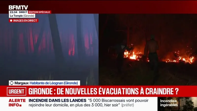 INCENDIE EN GIRONDE: « HIER DANS LA NUIT ON A COMMENCÉ À FAIRE NOS VALISES », RACONTE MARGAUX, HABITANTE DE LÉOGNAN