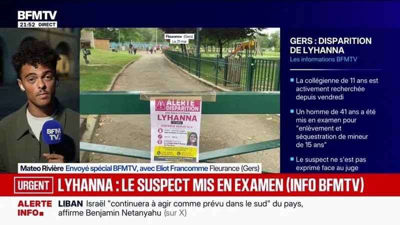 DISPARITION DE LYHANNA: LE SUSPECT MIS EN EXAMEN POUR « ENLÈVEMENT ET SÉQUESTRATION DE MINEUR DE 15 ANS »