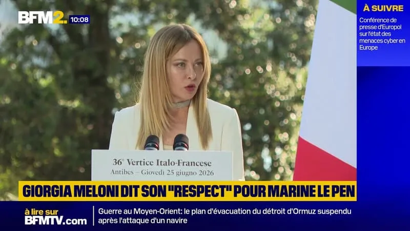 GIORGIA MELONI DIT « SON RESPECT » POUR MARINE LE PEN MAIS NE VEUT PAS S’EXPRIMER SUR SON AVENIR JUDICIAIRE