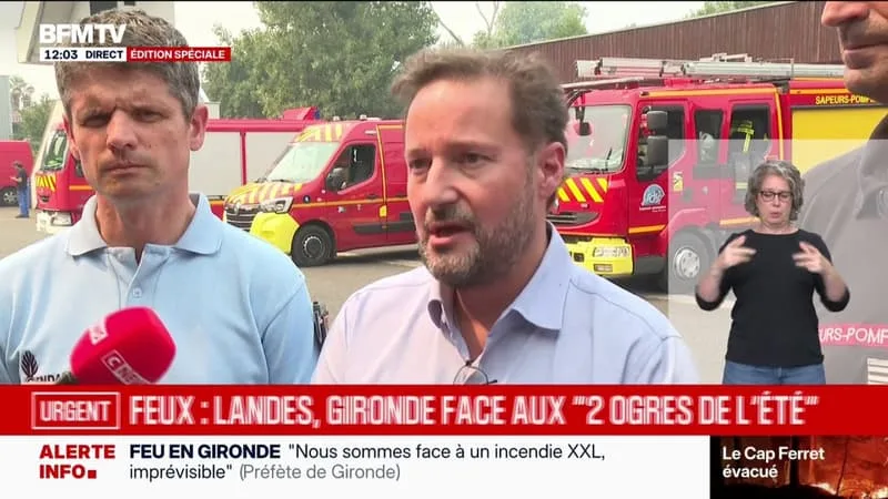 INCENDIE DANS LES LANDES: « LE FEU S’EST AVANCÉ DANS LE BOURG DE BISCARROSSE ET A TOUCHÉ DES ZONES ARTISANALES ET DES HABITATIONS », EXPLIQUE LE PRÉFET DES LANDES