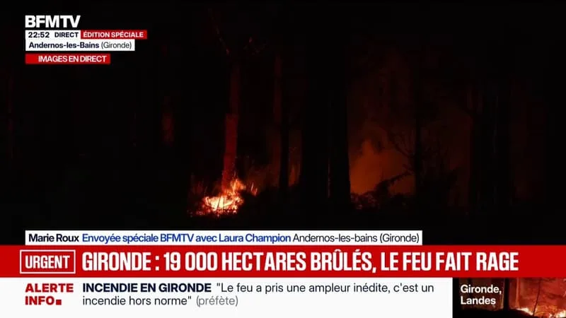 INCENDIE EN GIRONDE: LES FLAMMES NE FAIBLISSENT PAS DANS LE SECTEUR